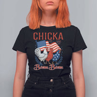 Chicka Boom Boom Patriotic Chicken T Shirt For Women Funny Patriotic 4th of July Red White and Blue Farm - Wonder Print Shop