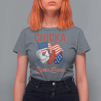 Chicka Boom Boom Patriotic Chicken T Shirt For Women Funny Patriotic 4th of July Red White and Blue Farm - Wonder Print Shop