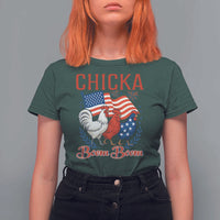 Chicka Boom Boom Patriotic Chicken T Shirt For Women Funny Patriotic 4th of July Red White and Blue Farm - Wonder Print Shop