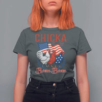 Chicka Boom Boom Patriotic Chicken T Shirt For Women Funny Patriotic 4th of July Red White and Blue Farm - Wonder Print Shop