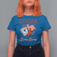 Chicka Boom Boom Patriotic Chicken T Shirt For Women Funny Patriotic 4th of July Red White and Blue Farm - Wonder Print Shop