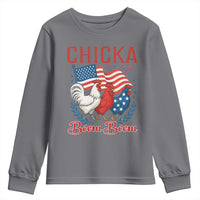 Chicka Boom Boom Patriotic Chicken Youth Sweatshirt Funny Patriotic 4th of July Red White and Blue Farm - Wonder Print Shop