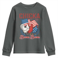 Chicka Boom Boom Patriotic Chicken Youth Sweatshirt Funny Patriotic 4th of July Red White and Blue Farm - Wonder Print Shop