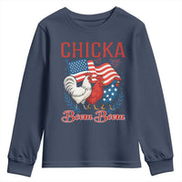 Chicka Boom Boom Patriotic Chicken Youth Sweatshirt Funny Patriotic 4th of July Red White and Blue Farm - Wonder Print Shop