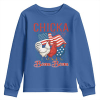 Chicka Boom Boom Patriotic Chicken Youth Sweatshirt Funny Patriotic 4th of July Red White and Blue Farm - Wonder Print Shop