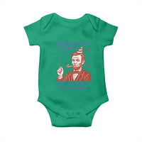 Funny 4th of July Satire Baby Onesie Democracy Is Dying But Hey Nice Fireworks Abe Lincoln