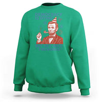 Funny 4th of July Satire Sweatshirt Democracy Is Dying But Hey Nice Fireworks Abe Lincoln