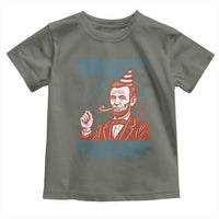 Funny 4th of July Satire Toddler T Shirt Democracy Is Dying But Hey Nice Fireworks Abe Lincoln