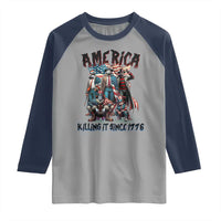 Patriotic Horror Mashup Raglan Shirt America Killing It Since 1776