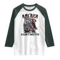 Patriotic Horror Mashup Raglan Shirt America Killing It Since 1776