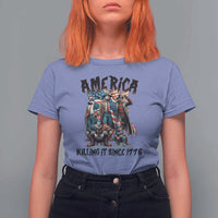 Patriotic Horror Mashup T Shirt For Women America Killing It Since 1776