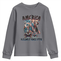 Patriotic Horror Mashup Youth Sweatshirt America Killing It Since 1776