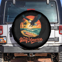 Gulf of USA 2025 Bald Eagle Spare Tire Cover Vintage Patriotic Beach Sunset 4th Of July - Wonder Print Shop