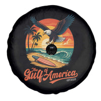 Gulf of USA 2025 Bald Eagle Spare Tire Cover Vintage Patriotic Beach Sunset 4th Of July - Wonder Print Shop