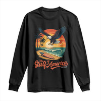 Gulf of America 2025 Bald Eagle Long Sleeve Shirt Vintage Patriotic Beach Sunset 4th Of July - Wonder Print Shop