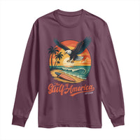 Gulf of America 2025 Bald Eagle Long Sleeve Shirt Vintage Patriotic Beach Sunset 4th Of July - Wonder Print Shop