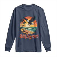 Gulf of America 2025 Bald Eagle Long Sleeve Shirt Vintage Patriotic Beach Sunset 4th Of July - Wonder Print Shop