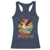 Gulf of America 2025 Bald Eagle Racerback Tank Top Vintage Patriotic Beach Sunset 4th Of July - Wonder Print Shop