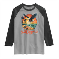 Gulf of USA 2025 Bald Eagle Raglan Shirt Vintage Patriotic Beach Sunset 4th Of July - Wonder Print Shop