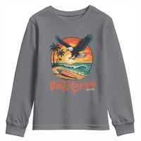 Gulf of America 2025 Bald Eagle Youth Sweatshirt Vintage Patriotic Beach Sunset 4th Of July - Wonder Print Shop