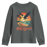 Gulf of America 2025 Bald Eagle Youth Sweatshirt Vintage Patriotic Beach Sunset 4th Of July - Wonder Print Shop