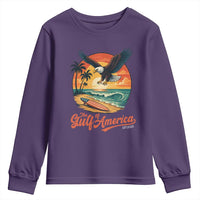 Gulf of America 2025 Bald Eagle Youth Sweatshirt Vintage Patriotic Beach Sunset 4th Of July - Wonder Print Shop