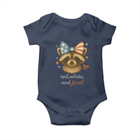 Red White and Feral Raccoon Baby Onesie Funny Patriotic Animal 4th of July - Wonder Print Shop