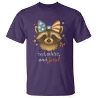 Red White and Feral Raccoon T Shirt Funny Patriotic Animal 4th of July - Wonder Print Shop