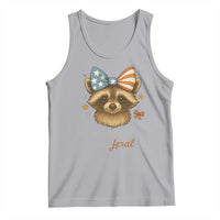 Red White and Feral Raccoon Tank Top Funny Patriotic Animal 4th of July - Wonder Print Shop