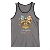 Red White and Feral Raccoon Tank Top Funny Patriotic Animal 4th of July - Wonder Print Shop