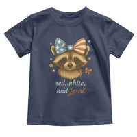 Red White and Feral Raccoon Toddler T Shirt Funny Patriotic Animal 4th of July - Wonder Print Shop