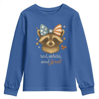 Red White and Feral Raccoon Youth Sweatshirt Funny Patriotic Animal 4th of July - Wonder Print Shop