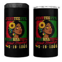 Juneteenth 1865 Black Freedom Celebration 4 in 1 Can Cooler Tumbler Afrocentric Pride Melanin Girl