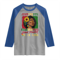 Juneteenth 1865 Black Freedom Celebration Raglan Shirt Afrocentric Pride Melanin Girl