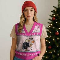 Bald Eagle No Kings In America V-Neck Knit Sweater Vest No Orange We The People Patriotic Political Statement - Wonder Print Shop