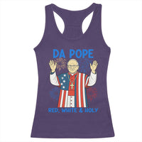 Da Pope Funny 4th of July Racerback Tank Top Red White and Holy Patriotic Catholic - Wonder Print Shop