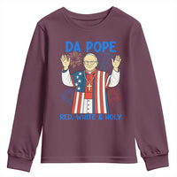 Da Pope Funny 4th of July Youth Sweatshirt Red White and Holy Patriotic Catholic - Wonder Print Shop