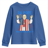 Da Pope Funny 4th of July Youth Sweatshirt Red White and Holy Patriotic Catholic - Wonder Print Shop