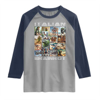 Funny Italian Brainrot Meme Art Raglan Shirt Surreal Humor Pop Culture Collage