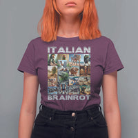 Funny Italian Brainrot Meme Art T Shirt For Women Surreal Humor Pop Culture Collage