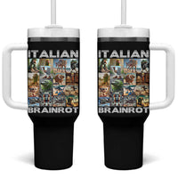 Funny Italian Brainrot Meme Art Tumbler With Handle Surreal Humor Pop Culture Collage
