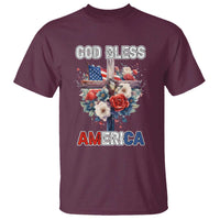 God Bless America T Shirt US Flag Christian Cross Religious Faith - Wonder Print Shop