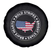 US Pride 4th of July Spare Tire Cover Bold Stripes Bright Stars Brave Hearts American Patriotic