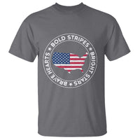US Pride T Shirt Bold Stripes Bright Stars Brave Hearts American Patriotic - Wonder Print Shop