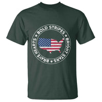 US Pride T Shirt Bold Stripes Bright Stars Brave Hearts American Patriotic - Wonder Print Shop