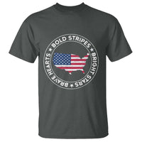 US Pride T Shirt Bold Stripes Bright Stars Brave Hearts American Patriotic - Wonder Print Shop