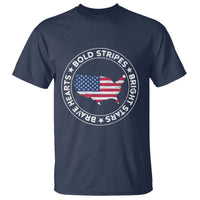 US Pride T Shirt Bold Stripes Bright Stars Brave Hearts American Patriotic - Wonder Print Shop