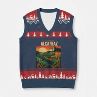 Alligator Alcatraz V-Neck Knit Sweater Vest Retro Florida Swamp Political Prison - Wonder Print Shop