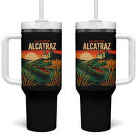 Alligator Alcatraz Tumbler With Handle Retro Florida Swamp Political Prison - Wonder Print Shop