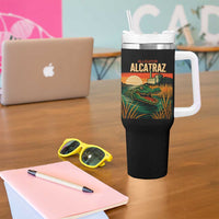 Alligator Alcatraz Tumbler With Handle Retro Florida Swamp Political Prison - Wonder Print Shop